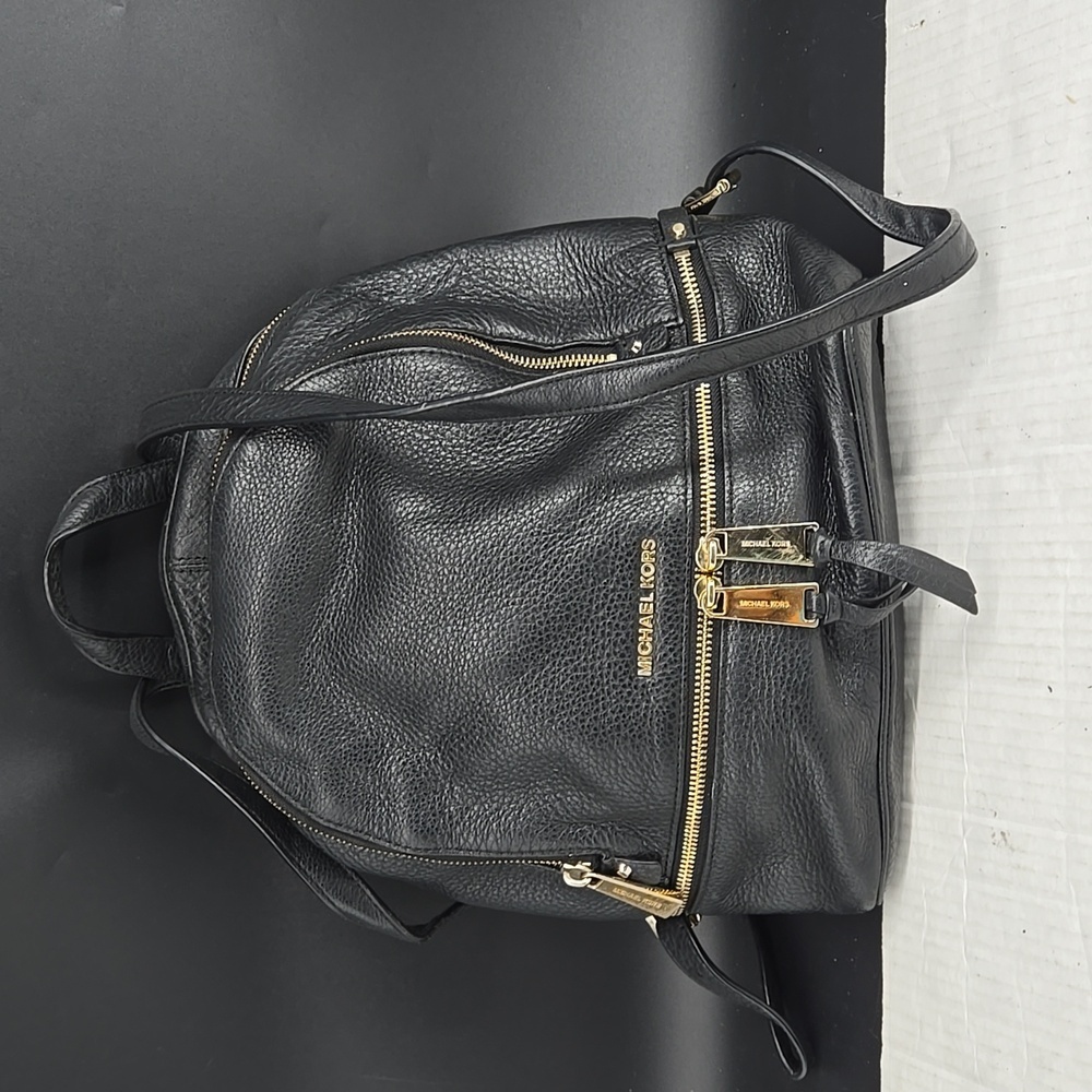 Michael MK Rhea Zip Backpack Black Soft Pebbled Leather